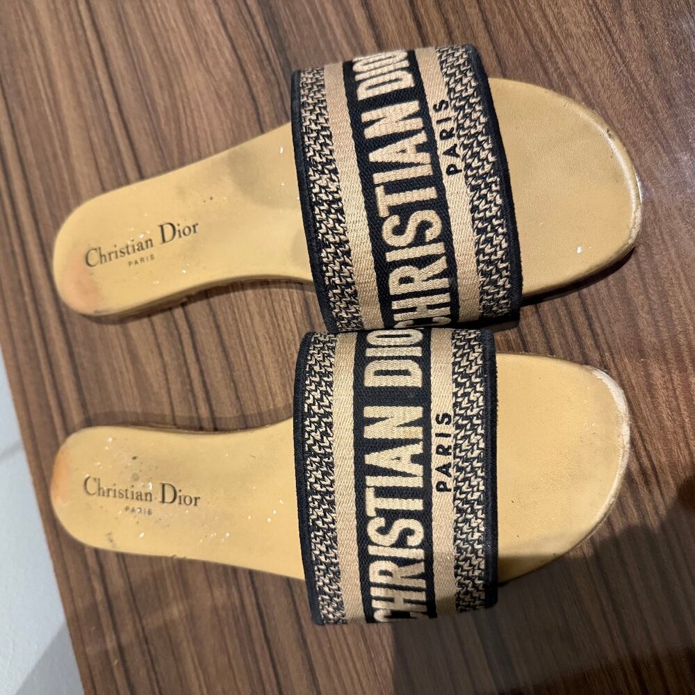 Tan Dior Slides